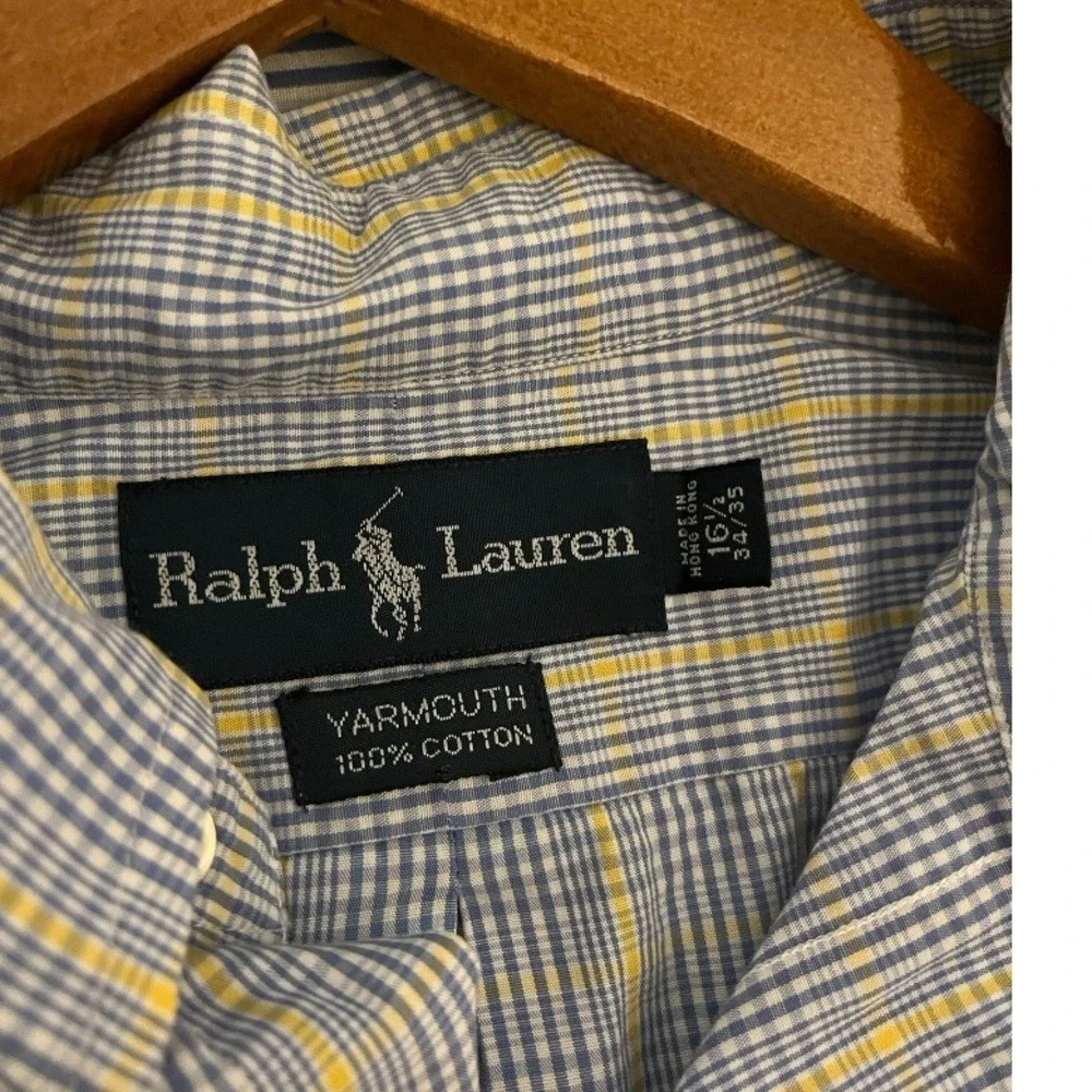 Polo Ralph Lauren Yarmouth Size 16 1:2 34/35 Long Sleeve Shirt Blue & Yellow